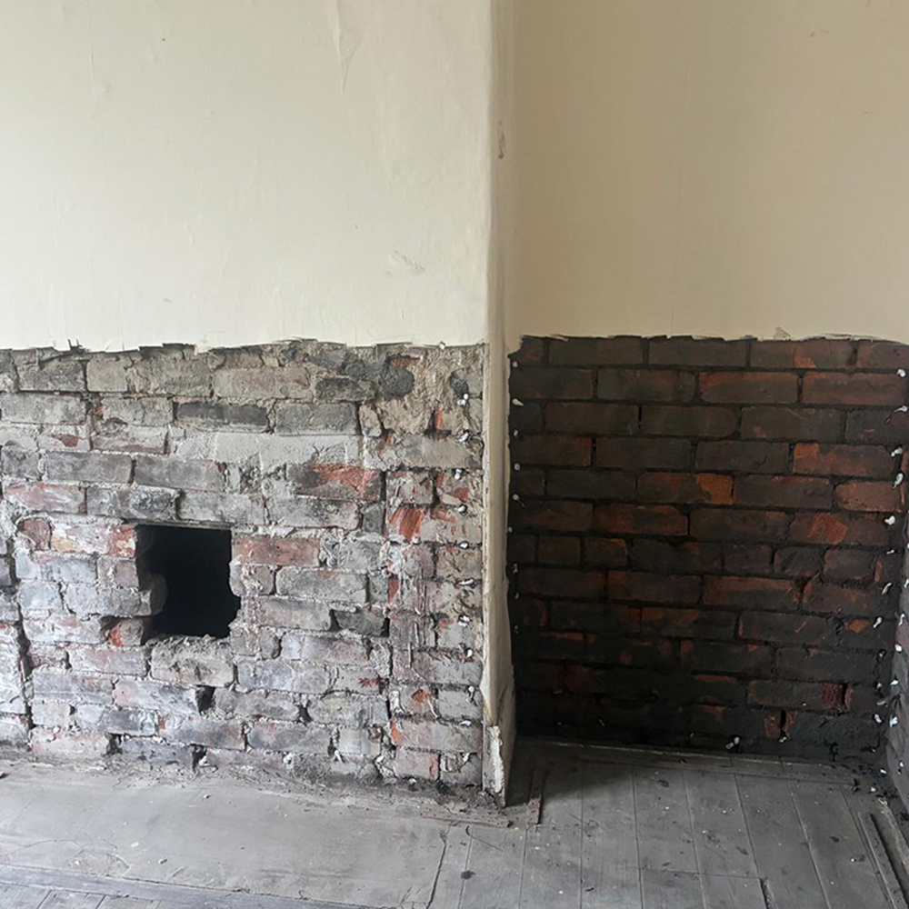Chimney breast during treatment